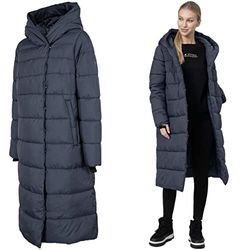 4F Giacca trapuntata da donna, giacca lunga per l'inverno, giacca trapuntata (as3, alfa, taglia unica, regolare, blu, M), Blu, Taglia unica