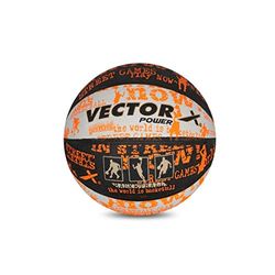 Vector X Power Basketball (Black/White/Orange, Size: 3) Material: Rubber | Water-Resistant Ball | High Quality Rubber | Appealing Graphics