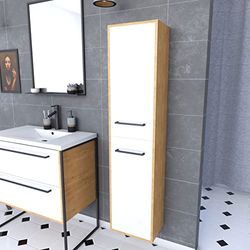 AURLANE - Mueble de columna de ducha (30 x 35 cm, colgante – 2 puertas, acabado blanco mate