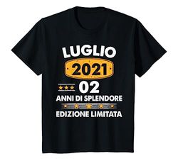 Bambino Luglio 2 Luglio 2021 2 Anni Compleanno Raggazo 2021 Maglietta