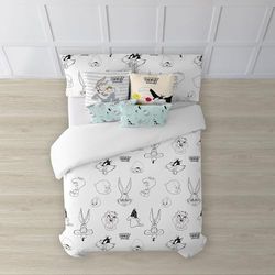 FUNDA NÓRDICA CON BOTONES 100% ALGODÓN MODELO LOONEY B&W PARA CAMA DE 150/160 (240X240 CM)