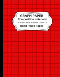 Composition Notebook: Red Color Cover, Grid Paper Notebook, Quad Ruled, 60 Sheets, Graph Paper
