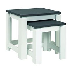 HAKU Möbel Set di 2 tavolini, MDF, effetto granito bianco, L 33 x P 30 x A 35 cm/L 46 x P 35 x A 43 cm