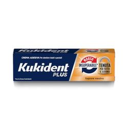 Kukident Plus Lot de 3 tubes de crème adhésive alimentaire pour prothèses totales et partielles, goût neutre, 3 x 35 g