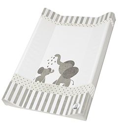 Rotho Babydesign Matelas à Langer avec Cales, Dès 0 Mois, Modern Elephants, Bella Bambina, Blanc/Gris, 50 x 70 cm, 20099 0001 CG