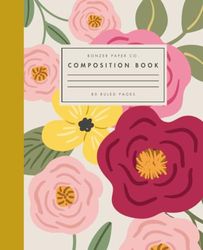 Pink Peony Composition Book—80 Ruled Pages with Field