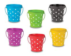 Teacher Created Resources Variety Buckets Set, Set of 6, Multi Color Polka Dots (TCR6077)