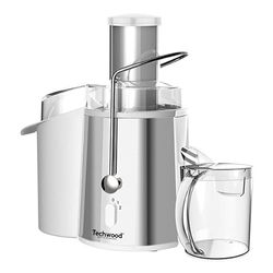 Techwood Centrifugeuse Inox - 2 Vitesses, Filtre Inox, Sécurité Thermique, Récipients Jus 1L/Pulpe 2L, Pieds Anti-Dérapants, 1000W