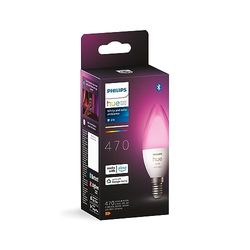 Philips Hue White and Color Ambiance Candela Smart LED, Attacco E14, 5.3W, Luce Bianca o Colorata, Dimmerabile, Controllo con Bluetooth e Hue App, Funziona con Alexa, Google Assistant e Apple HomeKit