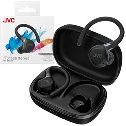 Fitness Series JVC HA-EC75T-B Écouteurs de Sport sans Fil avec Arceau réglable, réduction Active du Bruit, Mode ambiant, IP57, 40 Heures d'autonomie, égaliseur App, Faible Latence, Microphone - Noir
