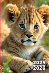 Agenda Scolaire 2025 2026 Lion: Garçon et Fille, 1 Jour par Page, A5 Carnet Organiseur Planificateur Étudiant Primaire, Collège, Lycée - Couverture Lionceau
