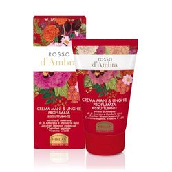 Helan, Rosso d'Ambra - Crema Mani e Unghie Profumata e Ristrutturante per Pelle Secca e Screpolata, Crema Idratante con Vitamina C e Vitamina E Antiossidante e Olio di Mandorle Dolci Riparatore, 50 ml