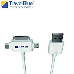 Travel Blue 3-in-1 USB 2.0 Data Sync & Charge Cable