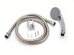 S&M 121005 Kit de chuveiro com cabeça cromada de chuveiro chuva mangueira flexível de chuveiro de 1,5 m suporte de parede e parafusos