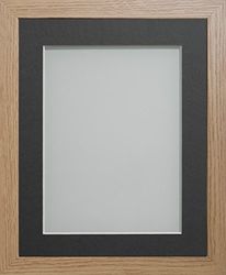 Frame Company Allington Beech Photo Frame with Grey Mount, 12x10 for 8x6 inch, fitted with perspex