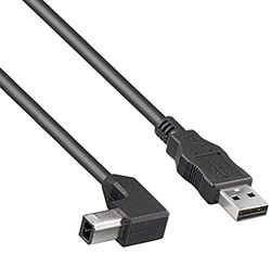 PremiumCord ku2ab3-90 USB 2.0 High Speed Cable M/M 3 m, A Male to B Male 90°, USB Connection Cable for Scanners etc., Double Shielded, AWG28, Colour Black, Length 3 m