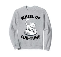 Wheel Of Fur-Tune Cat On Robot Vacuum Cleaner Cat Sweatshirt