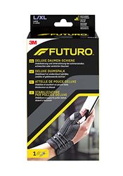 FUTURO Attelle de Pouce Deluxe, Noire (16.5-20.3 cm) - Stabilise et Soutient un Pouce Raide, Douloureux ou Blessé - Réglable L/XL