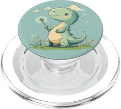 Bonito gráfico de dinosaurio de diente de león para niños y niñas PopSockets PopGrip para MagSafe