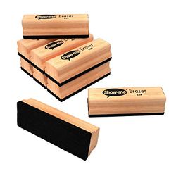 Show-Me Whiteboard Eraser Pack, Mini Erasers for Drywipe Boards & Chalkboards in Schools, Versatile & Easy-to-Use Whiteboard Rubber, for Classrooms Or On-The-Go, Wooden White Board Eraser - A3, 12PK