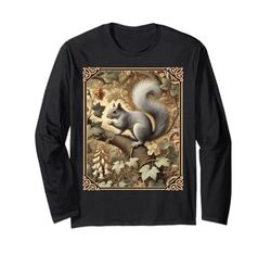 Fauna selvatica vintage scoiattolo grigio Maglia a Manica
