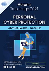 Acronis True Image 2021 | 3 PC/Mac | Eeuwigdurende licentie | Persoonlijke cyberbeveiliging | Geïntegreerde back-up en antivirus | Onbeperkt aantal Android- / iOS-apparaten | Box-versie