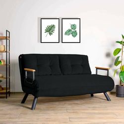 Dmora - Canapé lit 2 Places Merak, Divan Transformable, Canapé pour invités, Fauteuil lit conteneur, 133x78 h78 cm, Noir