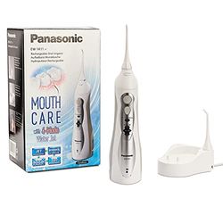 Panasonic EW1411H845 - Irrigador Bucal Eléctrico Portátil, Modo AIR IN (Burbujas de Agua), 3 Niveles de Potencia, Recargable, Inalámbrico, para Aparatos Dentales, Ligero, Blanco