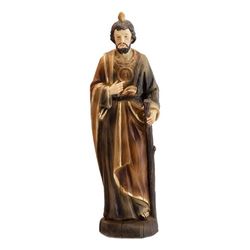 DRW Figura San Judas Imitazione Legno Resina Dipinto a Mano 20 cm