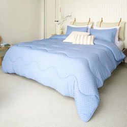 Night Lark - Coverless Duvet - 4.5 Tog - Single - Tufted Dots Collection - Luxury Bedding - Hypoallergenic - Machine Washable - Dusk Blue