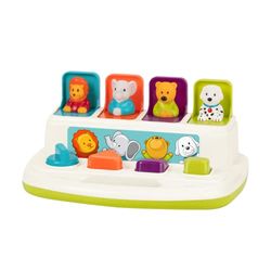 Battat -BT2613Z Pop-up Pals - Kleursorteren Dier Push en Pop Up Speelgoed voor Kinderen 18 Maanden +,Bruin/a