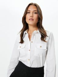 Koton Dames Pocket Detail Buttoned Cotton Shirt, wit (000), 38