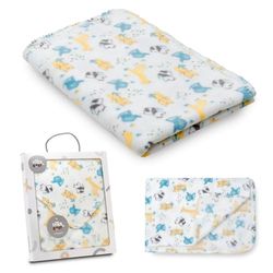 Interbaby Babydeken voor pasgeborenen, extra zacht, dierenpatroon, grijs, comfortabel, warm, 80 x 110 cm, uniseks, voor kinderbed, kinderwagen