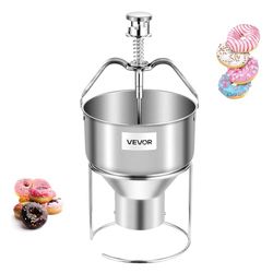 VEVOR Noedeldispenser voor donuts, inhoud trechter van 2,4 l, deegdispenser voor donuts, van roestvrij staal, met instelling van 6 diktes met standaard, voor restaurants, bakkerijen
