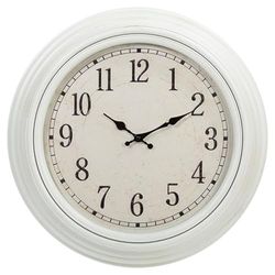 Kiera Grace Emerson Horloge Murale Ronde, 50,8 cm, 5,1 cm de Profondeur, Vieilli Blanc