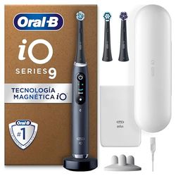 Oral-B iO 9 Cepillo De Dientes Eléctrico Negro, 3 Cabezales, 1 Estuche Cargador De Viaje, Diseñado Por Braun