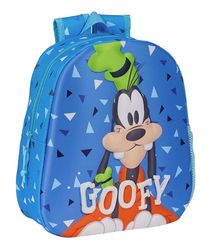 Safta GOOFY - Sac à dos d'école avec design 3D, adaptable à la voiture, idéal pour enfants de différents âges, confortable et polyvalent, qualité et résistance, 27 x 10 x 33 cm, couleur bleue, bleu,