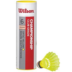 Wilson Championship Volani da Badminton, Confezione da 6, Velocità 79, Plastica/Sughero Naturale, WRT6044YE79, Giallo