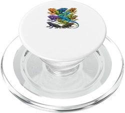 Collage de especies de iguana – Reptil exótico naturaleza arte diseño PopSockets PopGrip para MagSafe