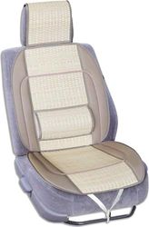 START - Encosto de carro verão | fibra natural e bambu | tecido multicamada respirável | nylon resistente | enchimento lombar universal | cinzento, bandas laterais cinzento-escuro
