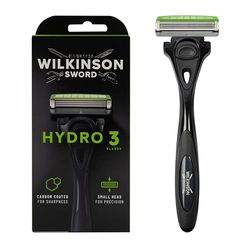 Wilkinson Sword Rasoio Wilkinson Sword Hydro 3 Skin Protection, Confezione con Manico + 1 Testina Trilama Montata, Rasoio per Uomo, Ideale per Pelli Sensibili