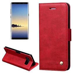 Carcasa de telefono for Galaxy Note 8 Retro Crazy Horse Texture Estilo Casual con absorción Horizontal Flip Funda de Cuero con Soporte y Ranuras for Tarjetas y Billetera (Negro) (Color : Rojo)