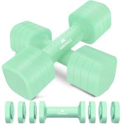 Amonax AMONAX Verstelbare halterset, 0,9 kg/1,4 kg/1,8 kg/2,3 kg halterpaar, 4-in-1 gewichten, halterset voor dames en heren, vrije gewichten voor thuisgym, work-out, handgewichten voor krachttraining