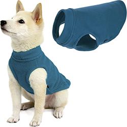 GOOBY Gilet à Enfiler en Polaire Extensible pour Chien par Temps Froid, Taille S, Bleu Acier