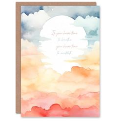 Artery8 Spiritual Birthday Card Time to Breathe Time to Meditate Quote Sun Clouds Blank Card For Him Or Her