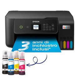 EPSON EcoTank ET-2820 stampante Multifunzione A4 (stampa, copia, scansione) USB, Wi-Fi Direct, display LCD 3,7 cm, serbatoi flaconi alta capacità, Epson Smart Panel, fronte/retro, Nero