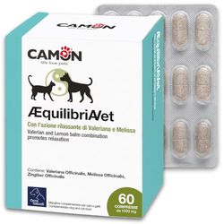 CAMON | AEquilibriAVet Alimento Complementare per Cani e Gatti con Melissa, Valeriana, Zenzero e Triptofano, Azione Calmante e Rilassante, 60 Compresse da 1gr