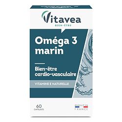 Vitavea - Complément Alimentaire Cardio Vasculaire, Bien Être - Omega 3 Marin (Huile de Poisson) - Source d'EPA et DHA - 60 Capsules - Cure de 1 mois - Fabriqué en France