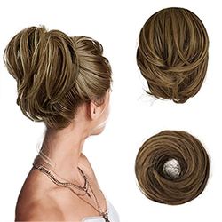 BARSDAR Hair Bun Ponytail Extension, Straight Synthetic Hairpiece Fully Short Ponytail Bun Extensions Hair Accessories Elastic Easy Scrunchie for Women