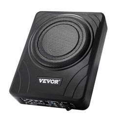 VEVOR Caisson de basses sous le siège de voiture, 300 W, haut-parleur de boîtier de basses de voiture mince, 203 mm, amplificateur intégré, entrée de niveau haut/bas, contrôleur de volume, pour camion